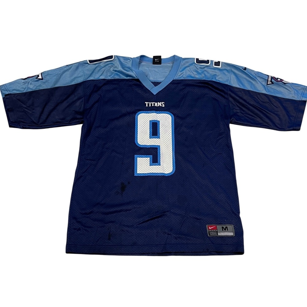 Nike Tennessee Titans Steve McNair 9 Jersey Mens Medium Navy Blue Vintage NFL